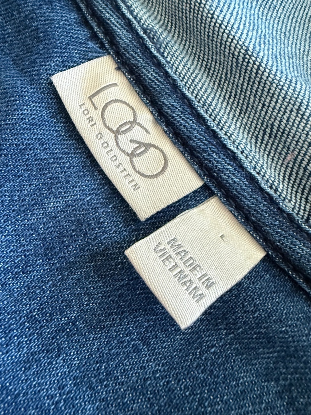 LOGO Lori Goldstein denim hoodie pullover large - Picture 6 of 11